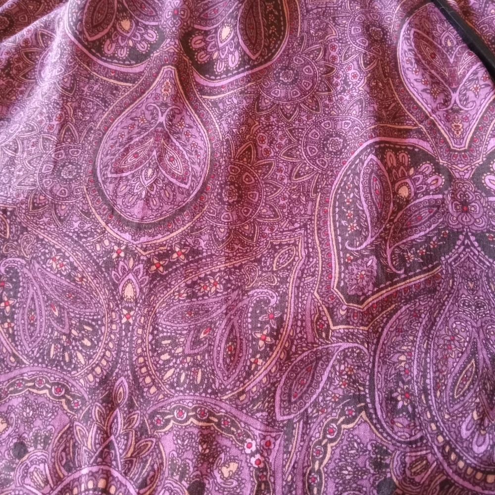 A New Day Burgundy Wine Paisley Long Sleeve Tiered Midi Dress XXL NWOT - Picture 2 of 5